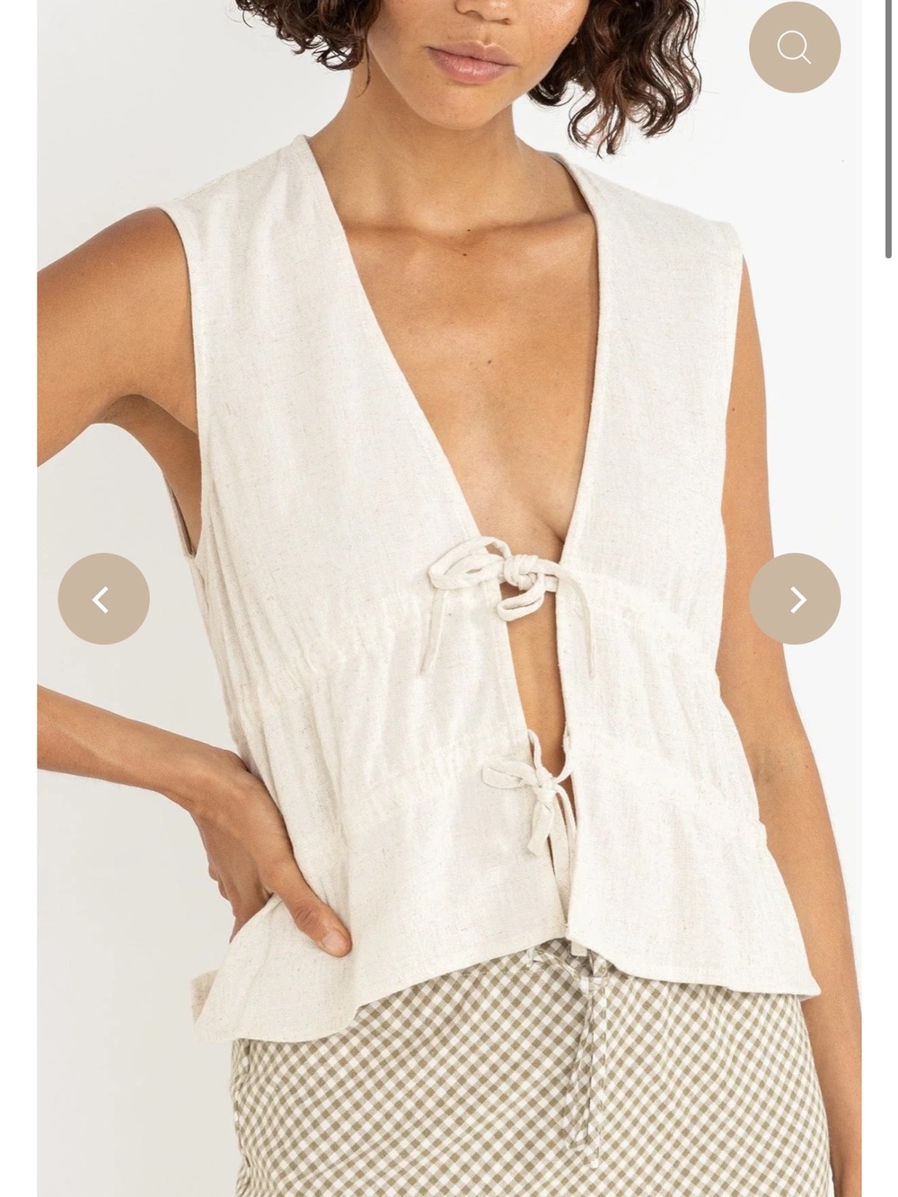 RHYTHM SKYLA TIE FRONT TOP - OAT✨